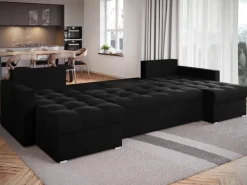 Narożniki>BROMARKT Czarny narożnik z funkcją spania HOT U