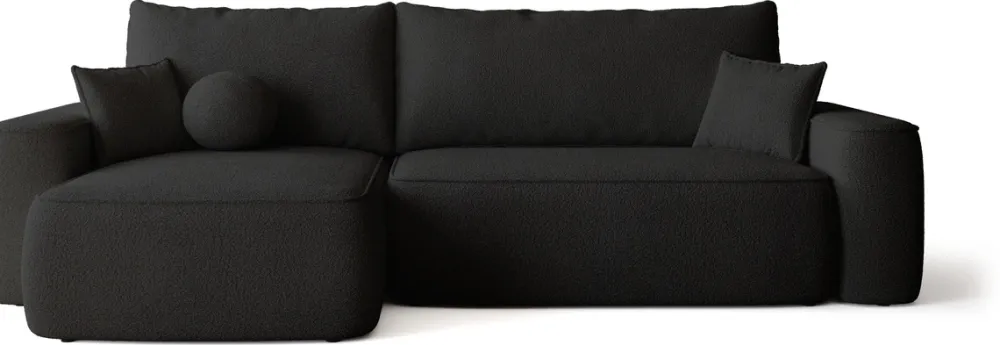 Meble Dla Dzieci|Meble Młodzieżowe>BROMARKT Czarny nowoczesny narożnik z funkcją spania CARMELLO DUO boucle