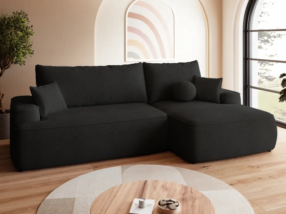 Meble Dla Dzieci|Narożniki>BROMARKT Czarny nowoczesny narożnik do salonu CARMELLO boucle