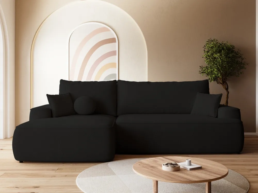 Meble Dla Dzieci|Meble Młodzieżowe>BROMARKT Czarny nowoczesny narożnik rozkładany do salonu CARMELLO