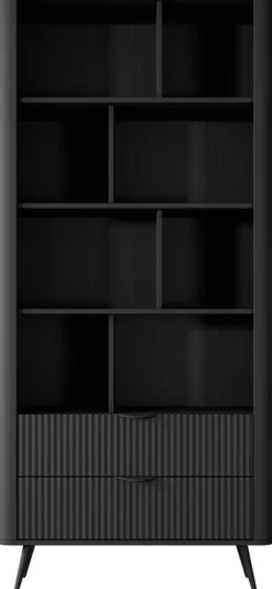 Regały Na Książki|Regały Biurowe></noscript>LASKI regał na książki do nowoczesnego salonu LEONTE czarny