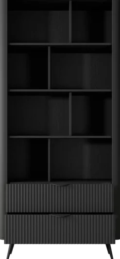 Regały Na Książki|Regały Biurowe></noscript>LASKI regał na książki do nowoczesnego salonu LEONTE czarny
