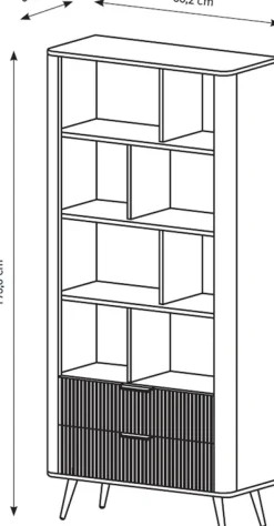 Regały Na Książki|Regały Biurowe></noscript>LASKI regał na książki do nowoczesnego salonu LEONTE czarny