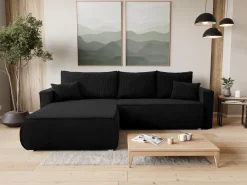 Meble Dla Dzieci|Meble Młodzieżowe>BROMARKT Czarny rozkładany narożnik z funkcją spania do salonu HAVANA