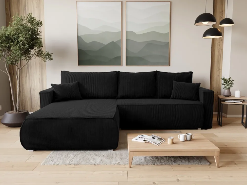 Meble Dla Dzieci|Meble Młodzieżowe>BROMARKT Czarny rozkładany narożnik z funkcją spania do salonu HAVANA