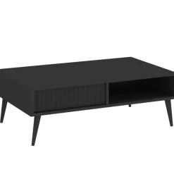 Ławy I Stoliki>INTER MEBLE Czarny stolik kawowy do salonu z szufladą 102x67 cm BELLUNO antracyt