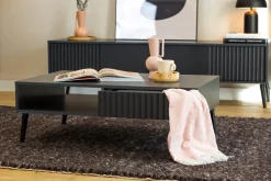 Ławy I Stoliki>INTER MEBLE Czarny stolik kawowy do salonu z szufladą 102x67 cm BELLUNO antracyt