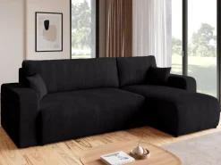 Meble Dla Dzieci|Meble Młodzieżowe>BROMARKT Czarny sztruksowy narożnik z funkcją spania PUMI