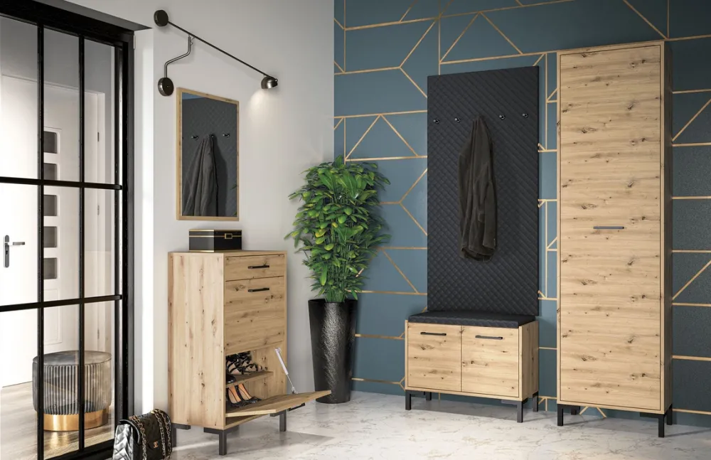 Wieszaki Do Przedpokoju>ML Meble Czarny tapicerowany wieszak ścienny NEVIO