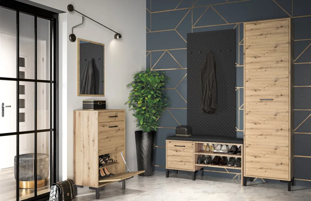 Wieszaki Do Przedpokoju>ML Meble Czarny tapicerowany wieszak ścienny NEVIO