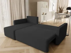 Meble Dla Dzieci|Meble Młodzieżowe>BROMARKT Czarny welurowy narożnik z funkcją spania do salonu QULIO