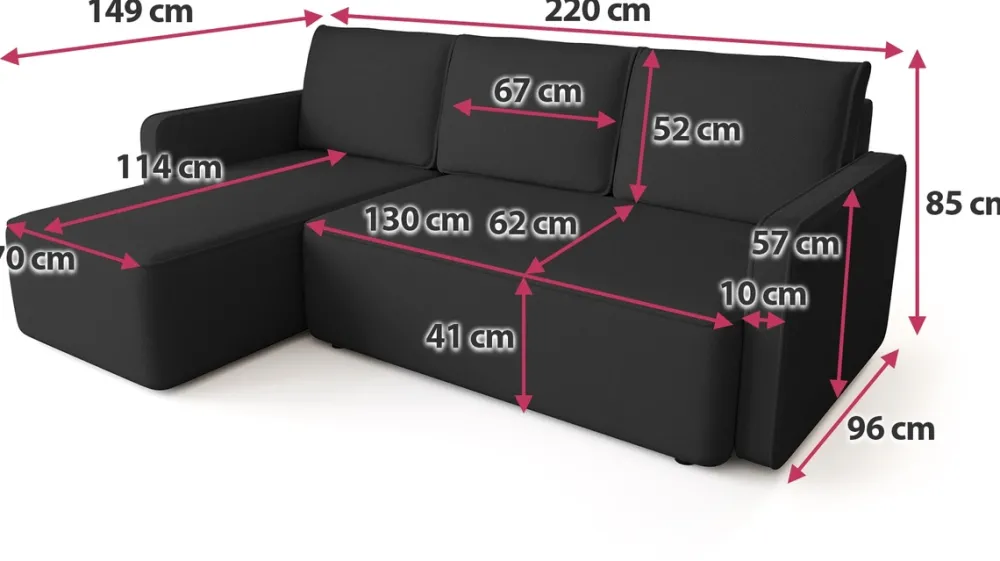 Meble Dla Dzieci|Meble Młodzieżowe>BROMARKT Czarny welurowy narożnik z funkcją spania do salonu QULIO