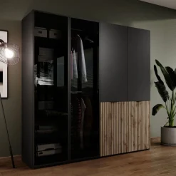 Szafy Modułowe|Szafy Dwudrzwiowe>PIASKI Czarny zestaw szaf modułowych 2x101 cm SIGMA