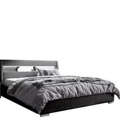 Łóżka Nowoczesne|Łóżka Dwuosobowe>Gruszka Czerwone łóżko Tapicerowane 200x200 z ekoskóry LAGOS