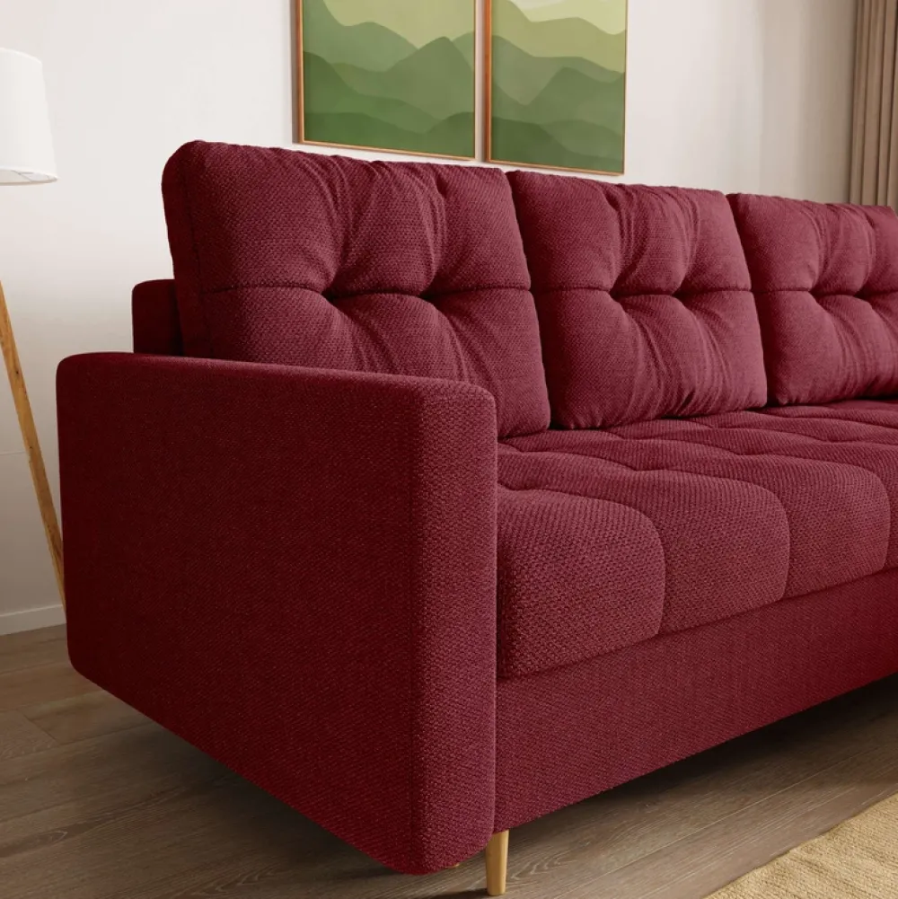 Meble Dla Dzieci|Meble Młodzieżowe>BROMARKT Czerwony narożnik z funkcją spania i pojemnikiem na pościel LIZBONA