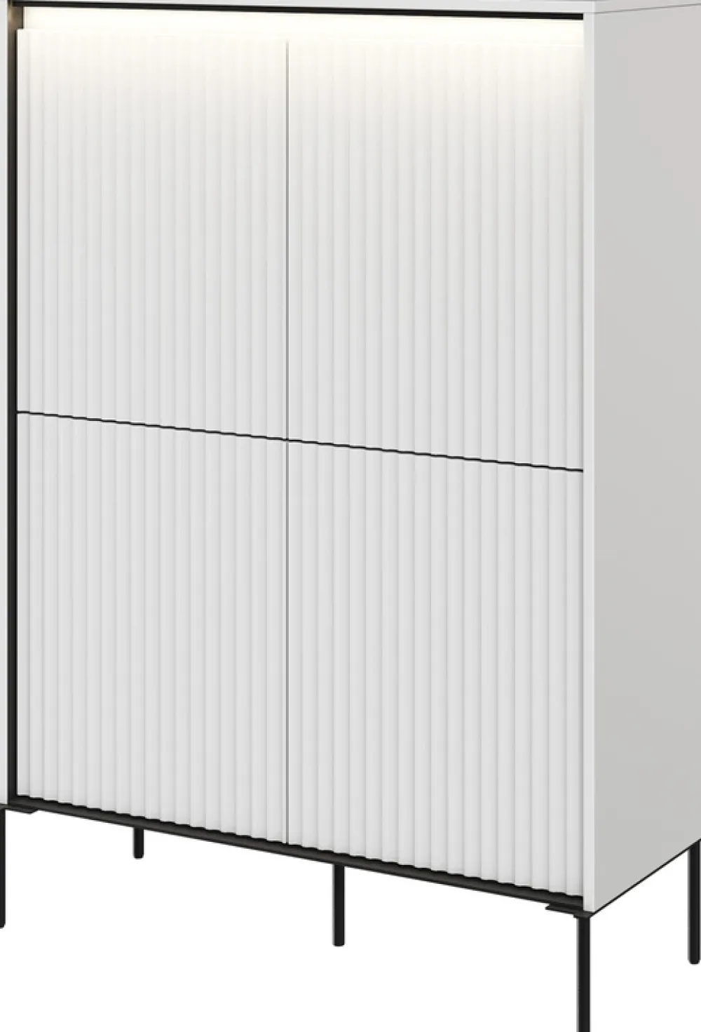 Komody>lenart. Czterodrzwiowa komoda do salonu z frezowanymi frontami TREND