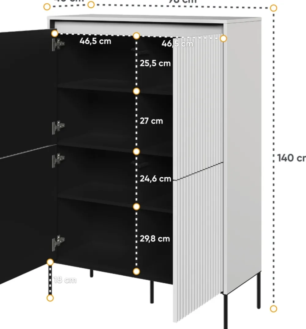 Komody>lenart. Czterodrzwiowa komoda do salonu z frezowanymi frontami TREND