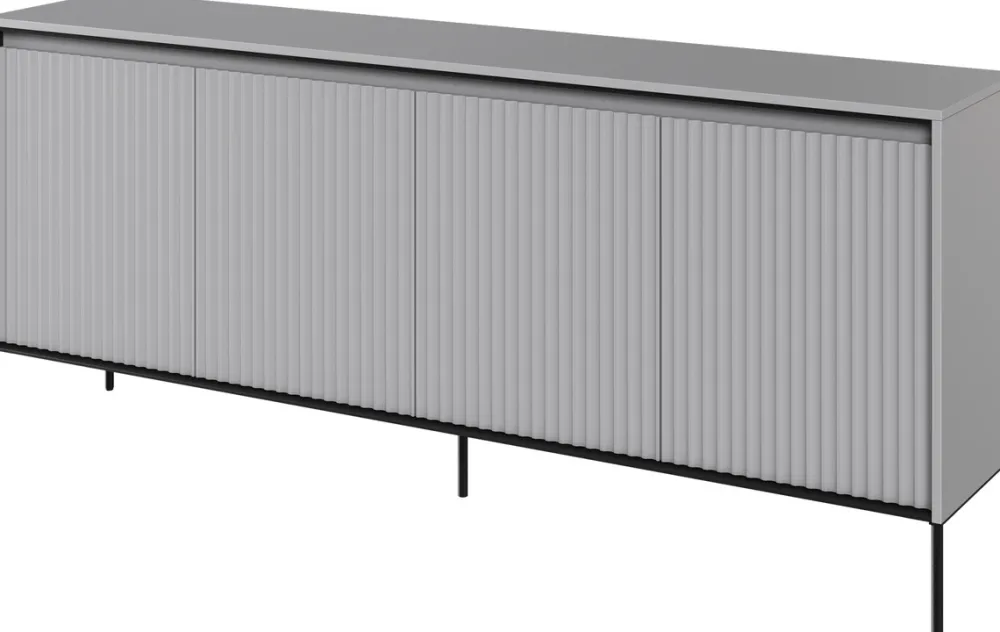 Komody|Zestawy Mebli Do Salonu>lenart. Czterodrzwiowa komoda do salonu z ryflowanymi frontami TREND