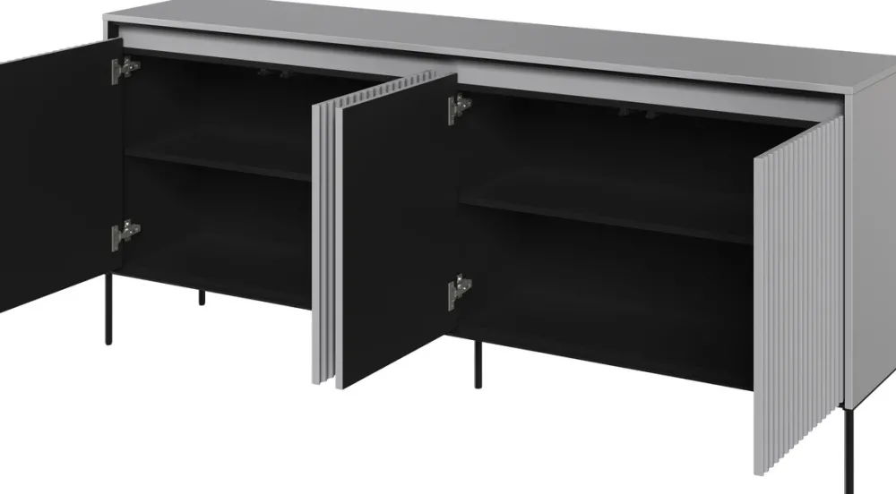 Komody|Zestawy Mebli Do Salonu>lenart. Czterodrzwiowa komoda do salonu z ryflowanymi frontami TREND