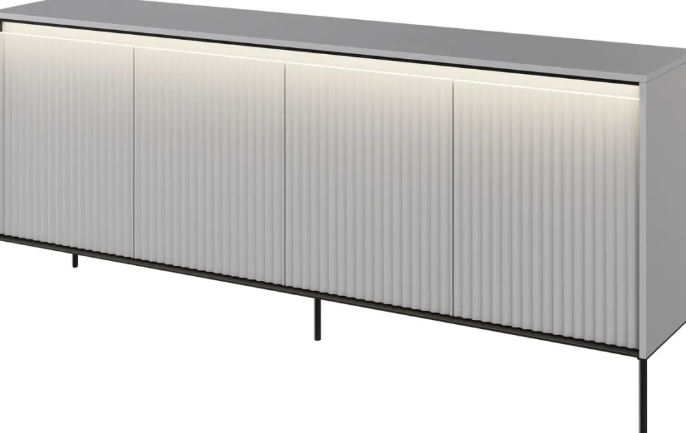 Komody|Zestawy Mebli Do Salonu>lenart. Czterodrzwiowa komoda do salonu z ryflowanymi frontami TREND