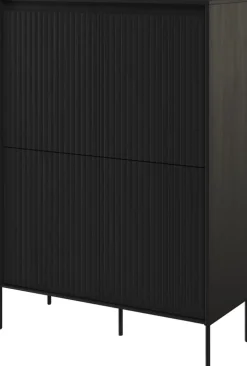 Komody>lenart. Czterodrzwiowa komoda nowoczesna z frezowanymi frontami TREND czarny