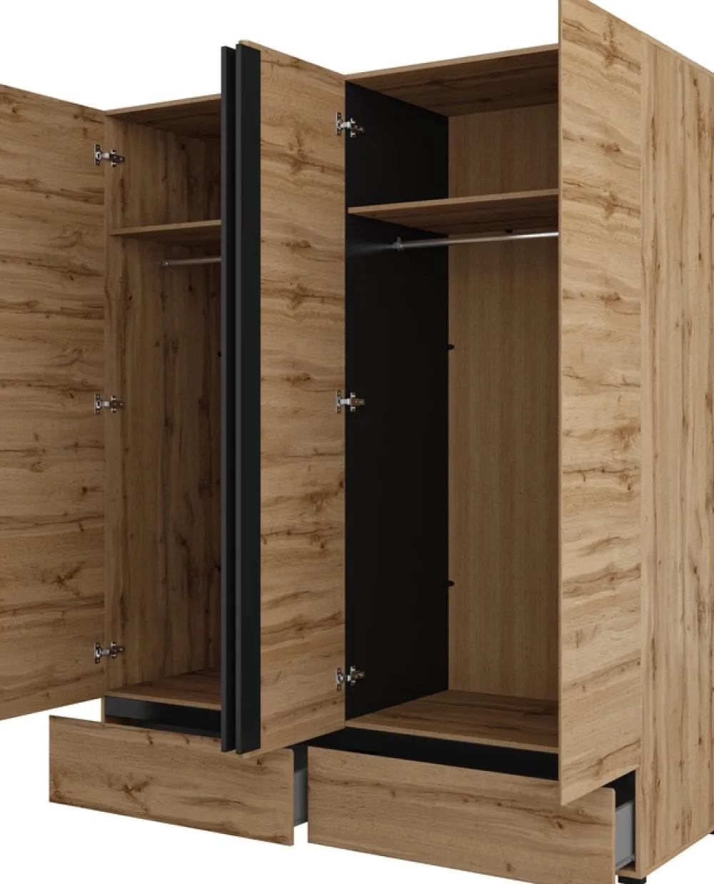 Meble Młodzieżowe|Zestawy Mebli Do Sypialni>Helvetia Czterodrzwiowa szafa uchylna do sypialni 180 cm CROSS dąb wotan