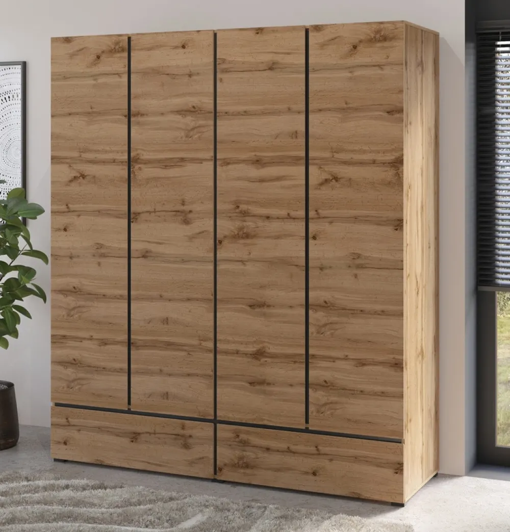 Meble Młodzieżowe|Zestawy Mebli Do Sypialni>Helvetia Czterodrzwiowa szafa uchylna do sypialni 180 cm CROSS dąb wotan