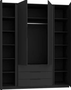 Szafy Do Pokoju Dziecięcego|Szafy Młodzieżowe>Lempert Czterodrzwiowa szafa uchylna 200 cm z lustrem KARAT czarny