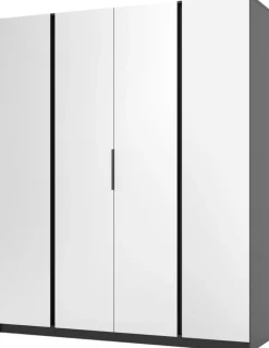 Szafy Młodzieżowe|Szafy Otwierane>Lempert Czterodrzwiowa szafa uchylna z półkami KARAT czarny