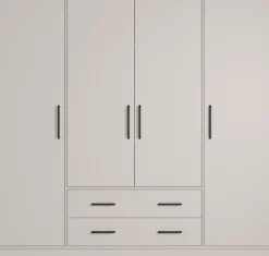 Zestawy Mebli Do Przedpokoju|Szafy Modułowe>MEBLAR Czterodrzwiowa szafa z półkami do garderoby SEVAS szuflady kaszmir