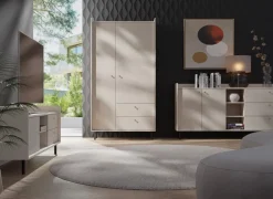 Meble Młodzieżowe|Zestawy Mebli Do Salonu></noscript>MEBLAR Czterodrzwiowa szafa z szufladami do sypialni beż piaskowy GAVIA