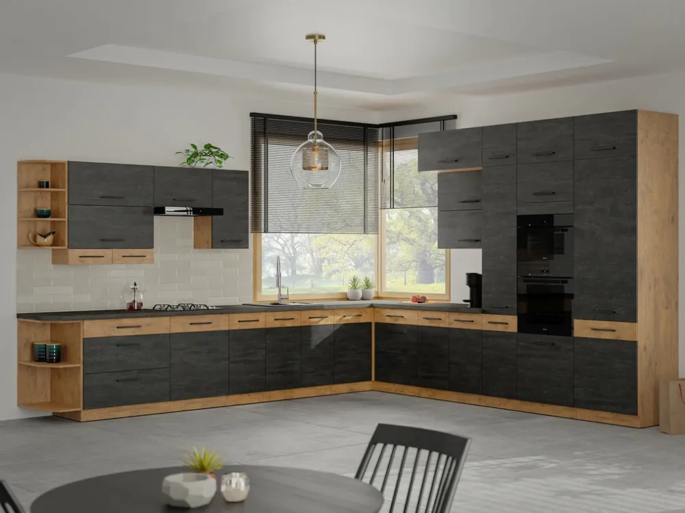 Meble Kuchenne>Lempert Dolna szafka kuchenna narożna 90x90 cm VIKI ciemne drewno