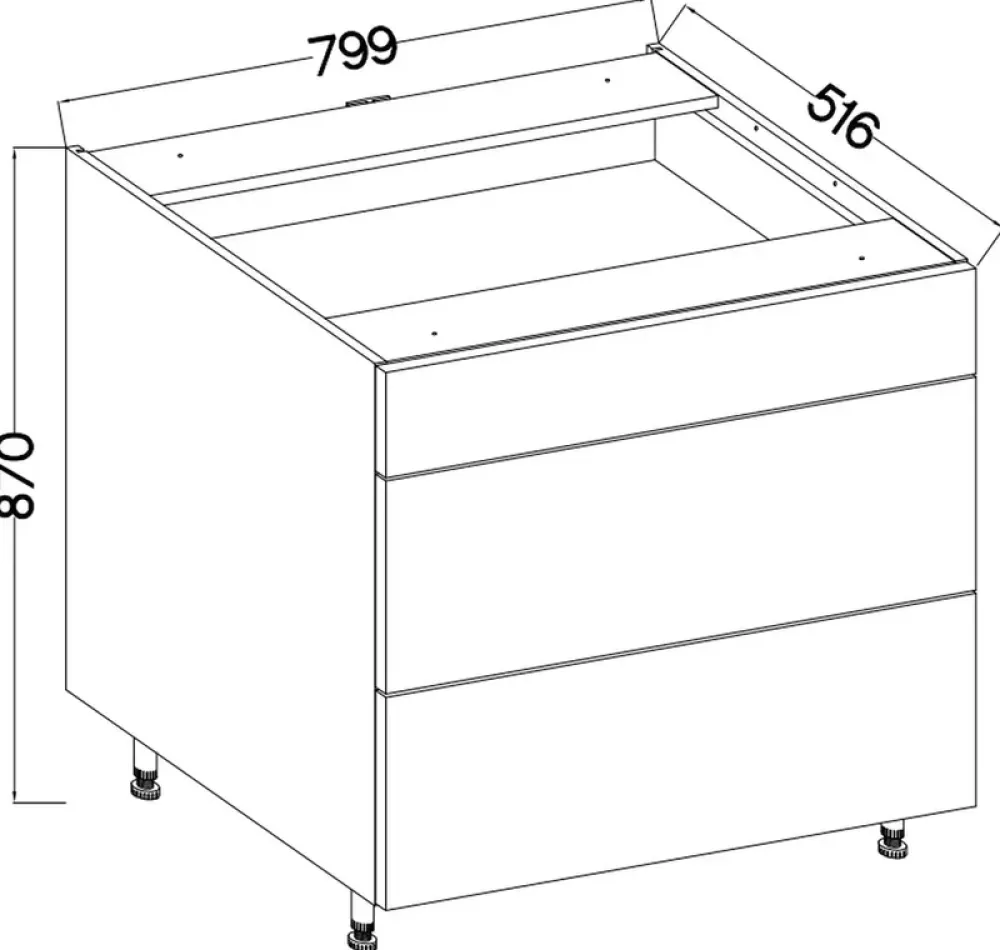Meble Kuchenne>Lempert Dolna szafka kuchenna trzy szuflady 80 cm NEPO antracyt