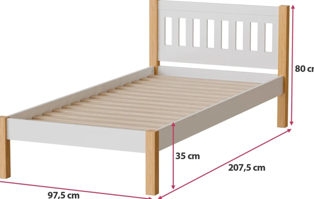 Meble Dla Dzieci|Łóżka Młodzieżowe>DOLMAR Drewniane białe łóżko jednoosobowe 90x200 cm GALANT