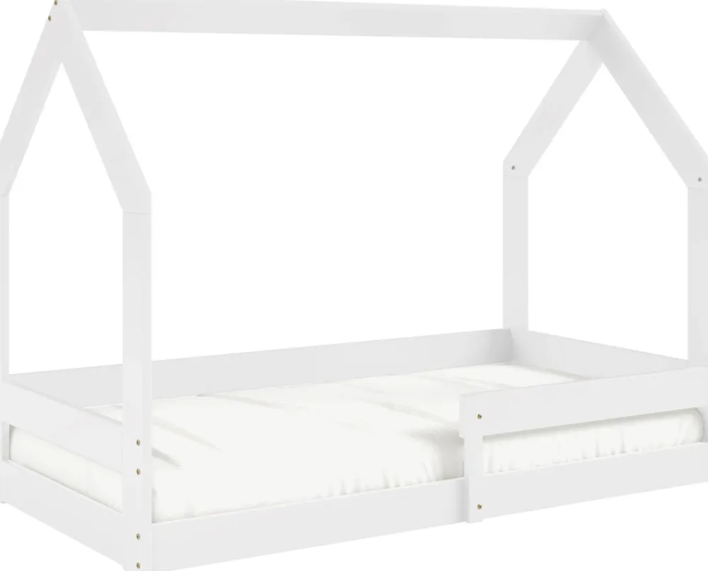 Łóżka Dziecięce|Łóżka Ze Stelażem>Meblomal Drewniane łóżko domek w stylu skandynawskim do pokoju dziecięcego 80x160 cm MELANIA biały