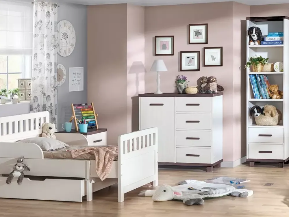 Łóżka Młodzieżowe|Łóżka Dziecięce>DOLMAR Drewniane łóżko dziecięce ze stelażem 90x200 cm ACETO sosna