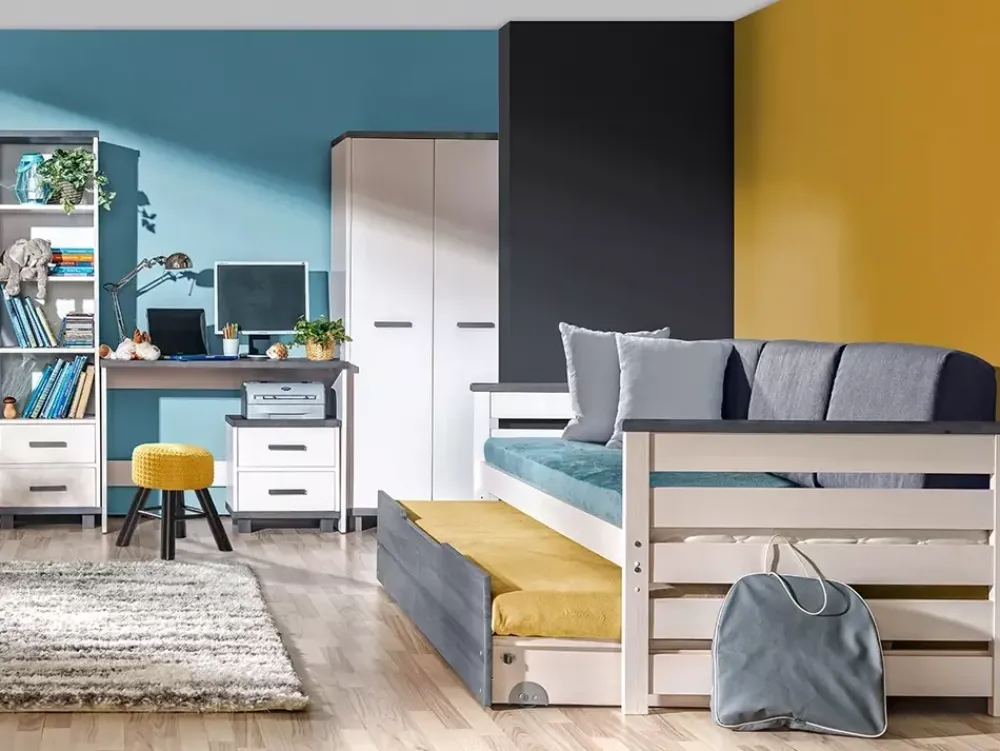 Łóżka Młodzieżowe|Łóżka Dziecięce>DOLMAR Drewniane łóżko dziecięce ze stelażem 90x200 cm ACETO sosna