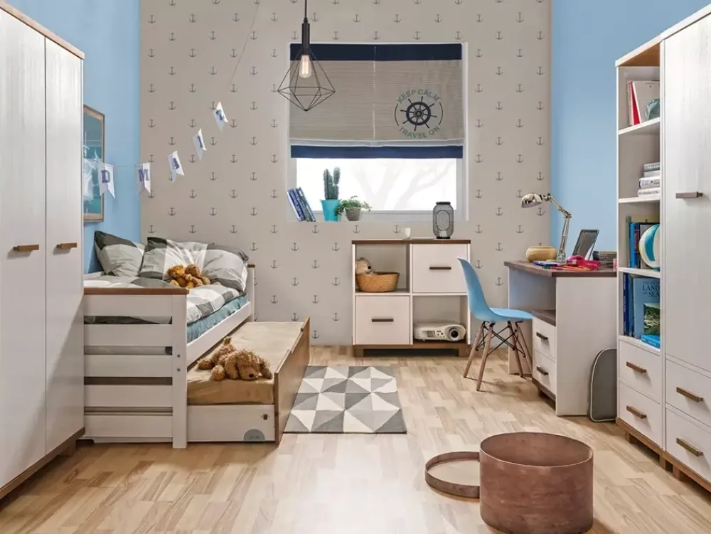 Łóżka Młodzieżowe|Łóżka Dziecięce>DOLMAR Drewniane łóżko dziecięce ze stelażem 90x200 cm ACETO sosna