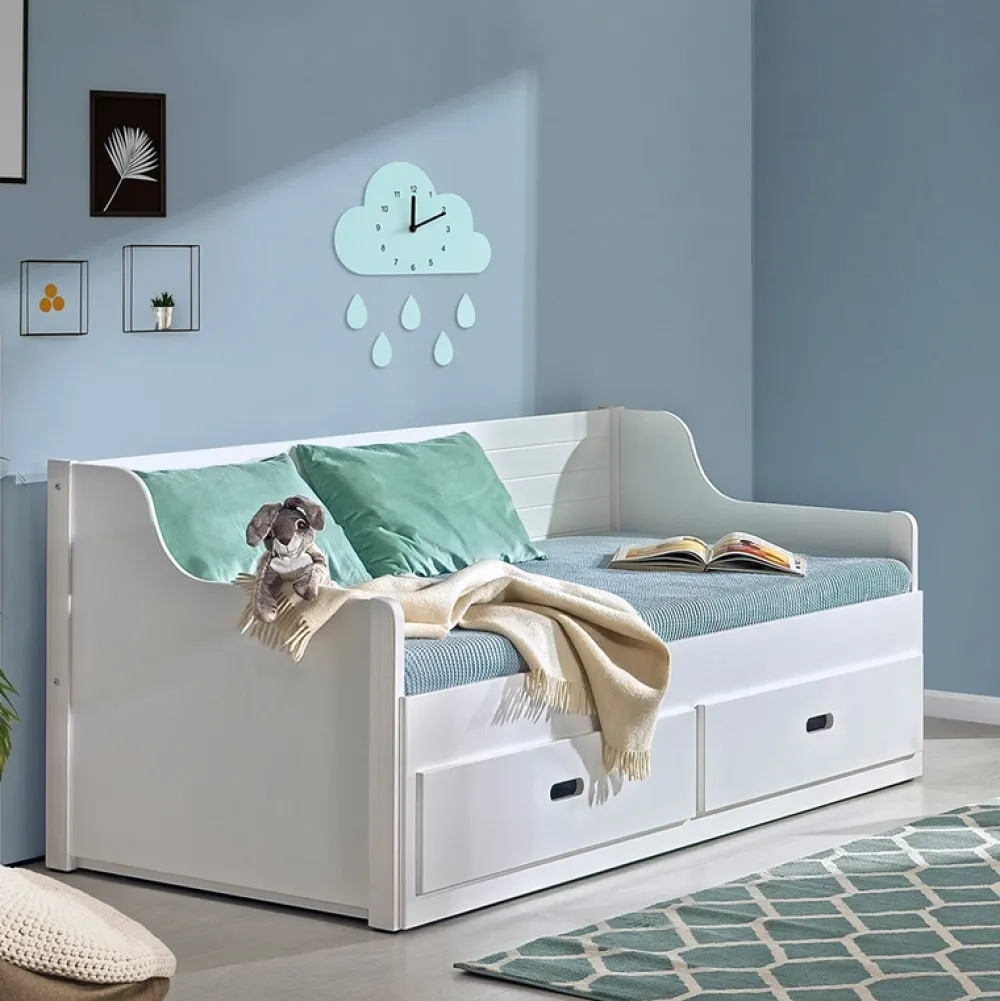 Meble Dla Dzieci|Łóżka Młodzieżowe>DOLMAR Drewniane rozkładane łóżko dziecięce 160x200 cm SELLO biały