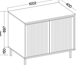 Komody></noscript>Lempert Drewnopodobna frezowana komoda do salonu 100 cm OMEGA dąb evoke