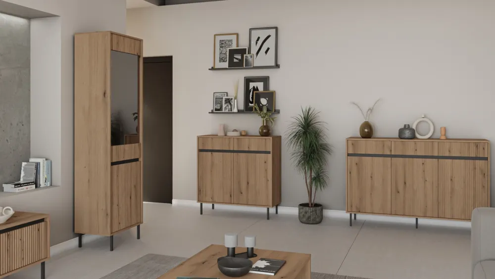 Zestawy Mebli Do Salonu|Szafki Nocne>Lempert Drewnopodobna szafka nocna 52 cm z szufladą OMEGA dąb evoke