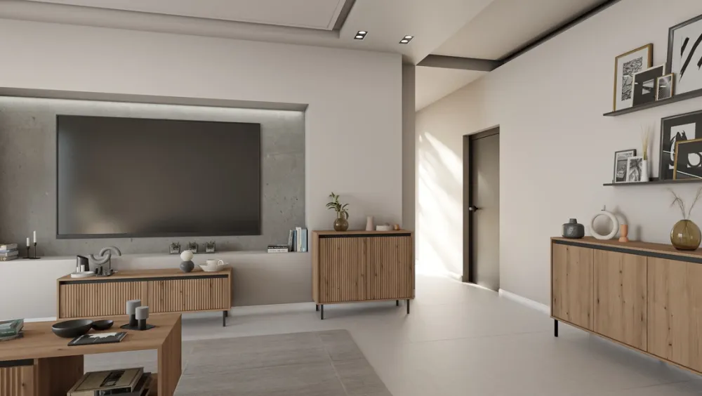 Zestawy Mebli Do Salonu|Szafki Nocne>Lempert Drewnopodobna szafka nocna 52 cm z szufladą OMEGA dąb evoke