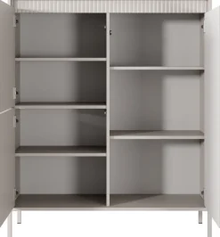 Zestawy Mebli Do Salonu|Komody>LASKI Duża owa komoda do salonu 103 cm SAREVO frezowana beż