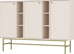 Komody>Lempert Duża beżowa komoda trzydrzwiowa 160 cm do salonu TOKEN beż piaskowy