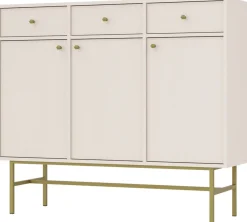 Komody>Lempert Duża beżowa trzydrzwiowa komoda z szufladami 124 cm TOKEN beż piaskowy