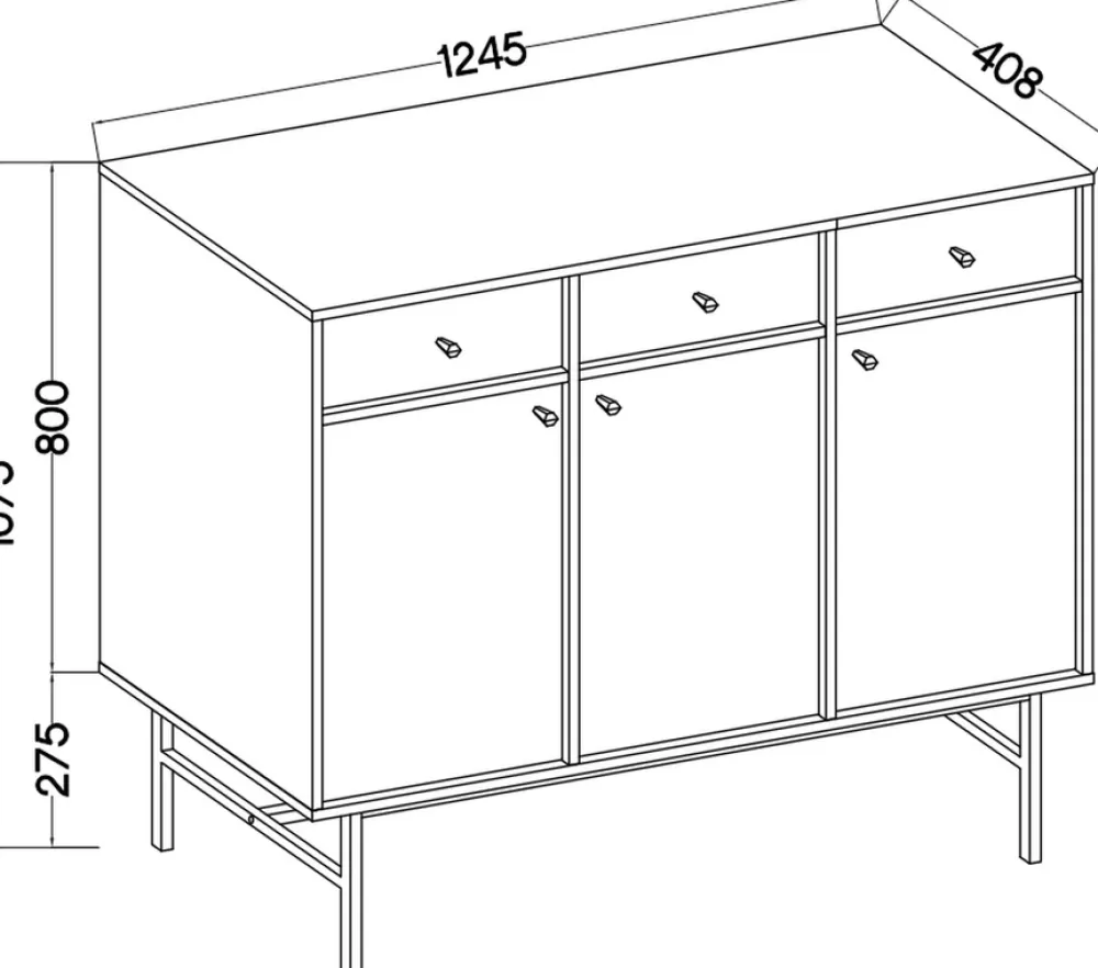 Komody>Lempert Duża beżowa trzydrzwiowa komoda z szufladami 124 cm TOKEN beż piaskowy