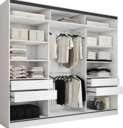 Zestawy Mebli Do Przedpokoju|Szafy Trzydrzwiowe>BROMARKT Duża biała szafa przesuwna z lustrem 280 cm LOFT MAX biały