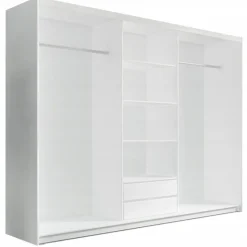Szafy Trzydrzwiowe|Szafy Do Przedpokoju>Meblohand Duża biała szafa przesuwna z lustrem i szufladami PORTO biały