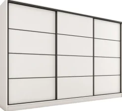 Zestawy Mebli Do Przedpokoju|Szafy Trzydrzwiowe>BROMARKT Duża biała szafa przesuwna 280 cm LOFT biały