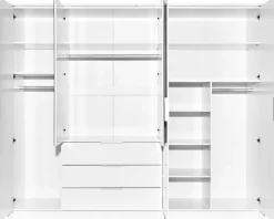 Szafy Młodzieżowe|Szafy Otwierane>Stolar Duża biała szafa uchylna 255 cm z lustrem do sypialni TETRA biały